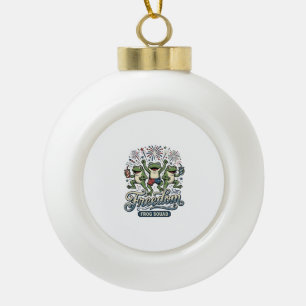 Freedom Frog Squad Vintage Patriotic Shirt Design_ Ceramic Ball Christmas Ornament