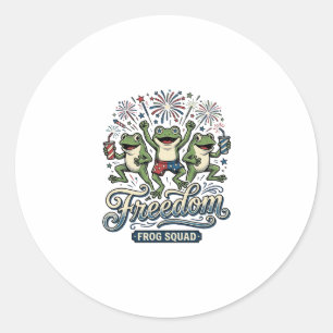 Freedom Frog Squad Vintage Patriotic Shirt Design_ Classic Round Sticker