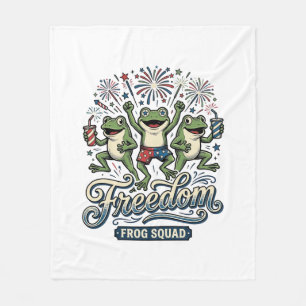Freedom Frog Squad Vintage Patriotic Shirt Design_ Fleece Blanket
