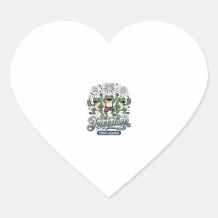 Freedom Frog Squad Vintage Patriotic Shirt Design_ Heart Sticker