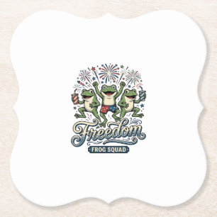 Freedom Frog Squad Vintage Patriotic Shirt Design_ Paper Coaster
