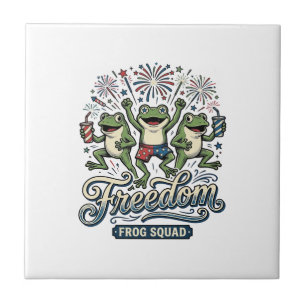 Freedom Frog Squad Vintage Patriotic Shirt Design_ Tile