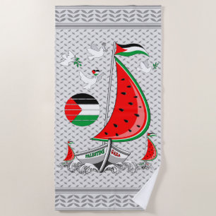 Freedom Global Sumud Flotilla Boats to Gaza Beach Towel