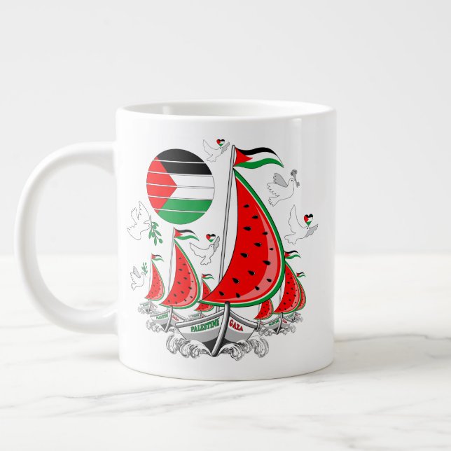 Freedom Global Sumud Flotilla Boats to Gaza Large Coffee Mug (Left)