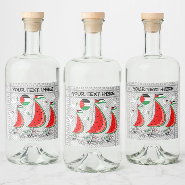 Freedom Global Sumud Flotilla Boats to Gaza Liquor Bottle Label (Bottles)