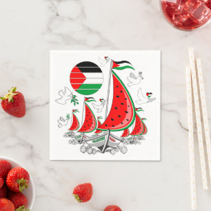 Freedom Global Sumud Flotilla Boats to Gaza Napkin