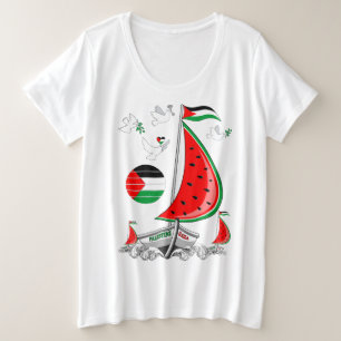 Freedom Global Sumud Flotilla Boats to Gaza Plus Size T-Shirt
