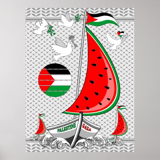 Freedom Global Sumud Flotilla Boats to Gaza Poster (Front)