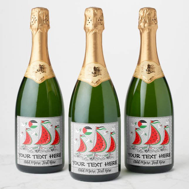 Freedom Global Sumud Flotilla Boats to Gaza Sparkling Wine Label (Bottles)