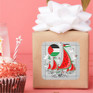 Freedom Global Sumud Flotilla Boats to Gaza Square Sticker