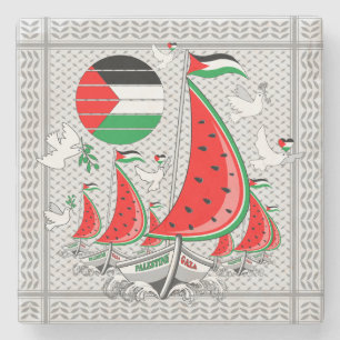 Freedom Global Sumud Flotilla Boats to Gaza Stone Coaster