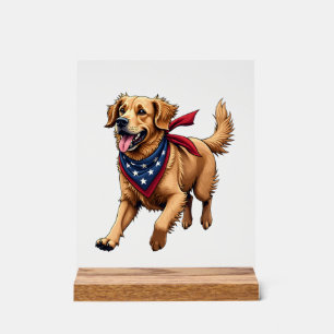 Freedom Golden Retriever Vintage Engraving Shirt 4 Acrylic Sign