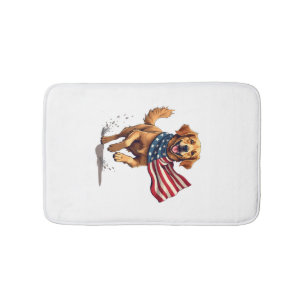 Freedom Golden Retriever Vintage Engraving Shirt Bath Mat