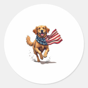 Freedom Golden Retriever Vintage Engraving Shirt Classic Round Sticker