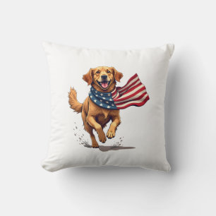 Freedom Golden Retriever Vintage Engraving Shirt Cushion
