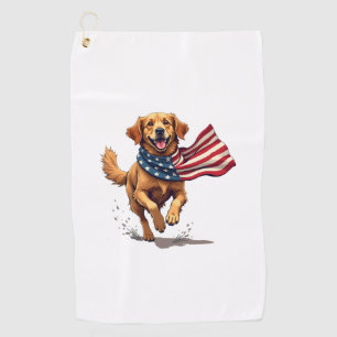 Freedom Golden Retriever Vintage Engraving Shirt Golf Towel