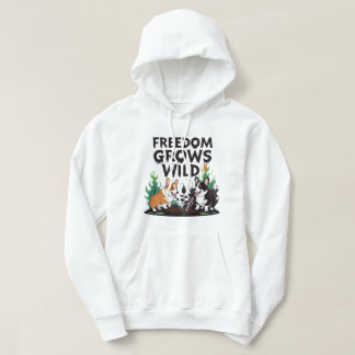 Freedom Grows Wild – Scary Corgi Gardening Cartoon Hoodie