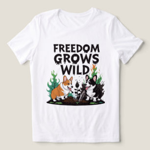 Freedom Grows Wild – Scary Corgi Gardening Cartoon Tri-Blend Shirt