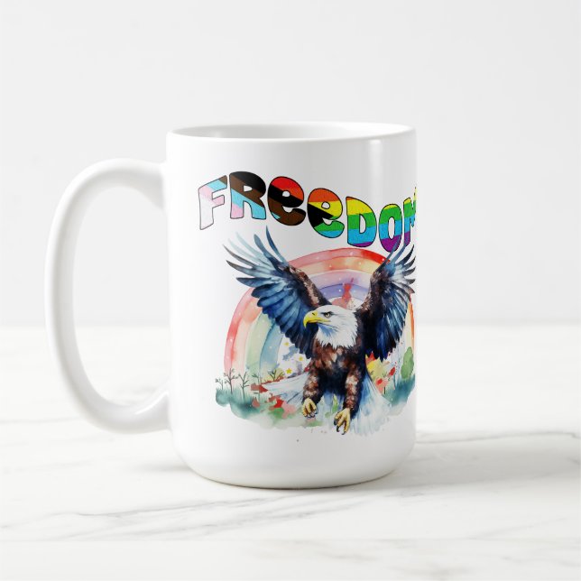 Freedom - Happy LGBTQIA+ Pride Coffee Mug (Left)