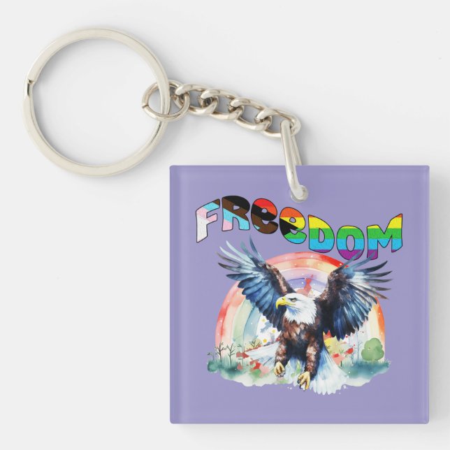 Freedom - Happy LGBTQIA+ Pride Key Ring (Front)