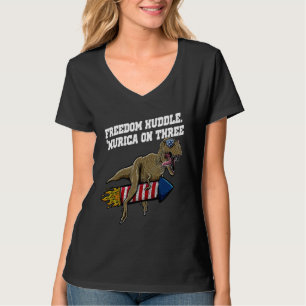 Freedom Huddle Murica on Three 4th of July Patriot T-Shirt