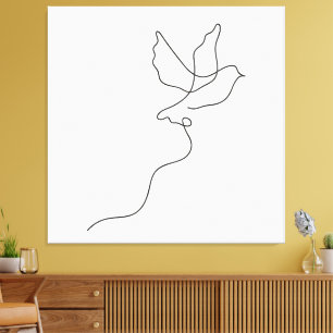 Freedom in One Line – Minimalist Dove Canvas Print