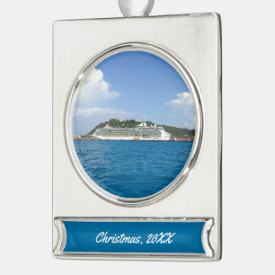 Freedom in the Caribbean Custom Dated Silver Plated Banner Ornament