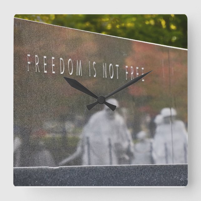 Freedom Is Not Free, Korean War Memorial Square Wall Clock (Front)