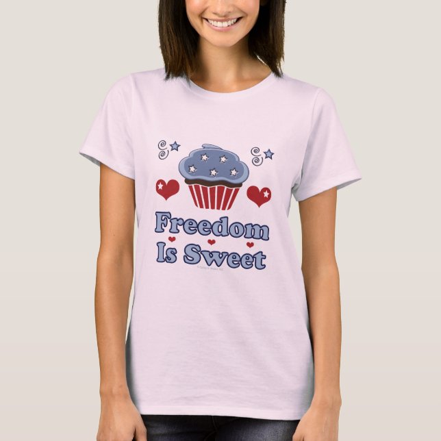 Freedom Is Sweet Patriotic Cupcake Organic T shirt (Front)