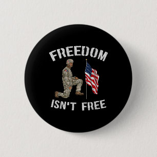 Freedom Isnt Free American Us Flag Veteran Memoria 6 Cm Round Badge