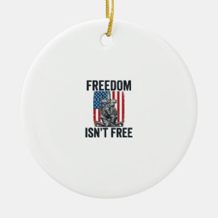 Freedom Isnt Free Patriotic Soldier Memorial Ceramic Tree Decoration