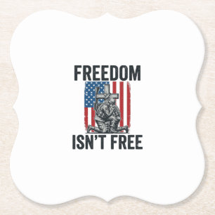 Freedom Isnt Free Patriotic Soldier Memorial Paper Coaster