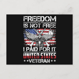 Freedom Isnt Free Veteran - American Eagle Postcard