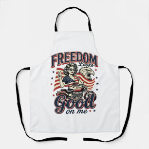 Freedom Looks Good Patriotic Vintage Eagle Apron