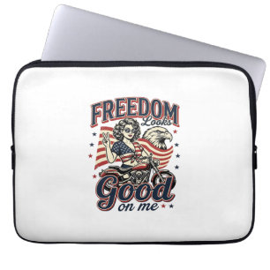 Freedom Looks Good Patriotic Vintage Eagle Laptop Sleeve