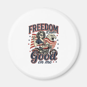 Freedom Looks Good Patriotic Vintage Eagle Magnet