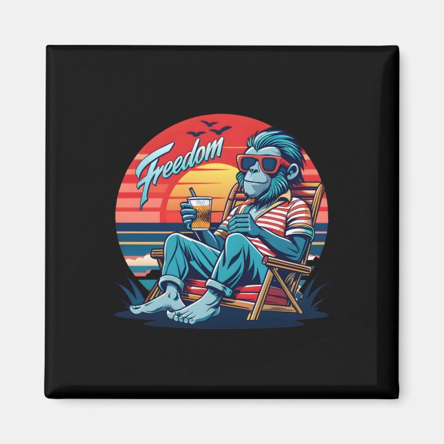Freedom-loving Monkey Sticker  Magnet (Front)