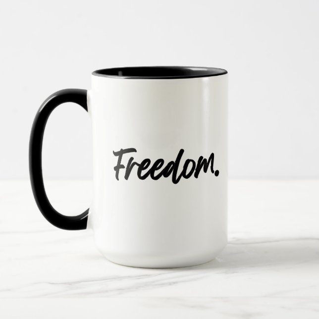 Freedom. Minimalist Black Mug (Left)