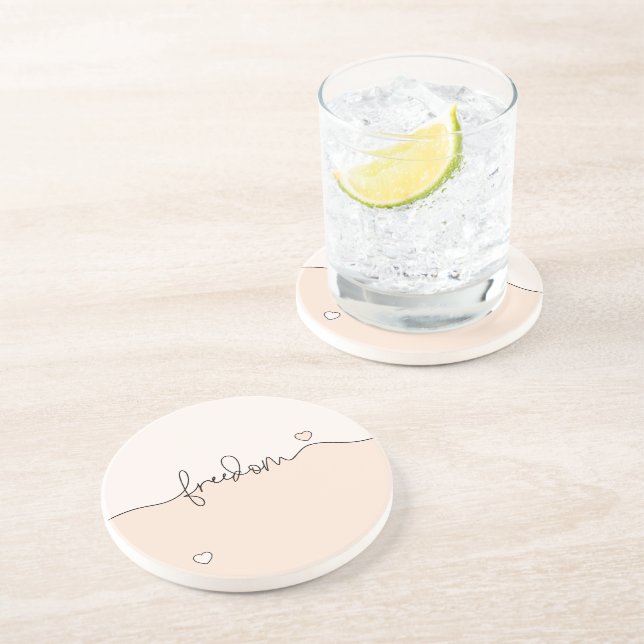 Freedom Minimalist Typography Design Coaster (Side)