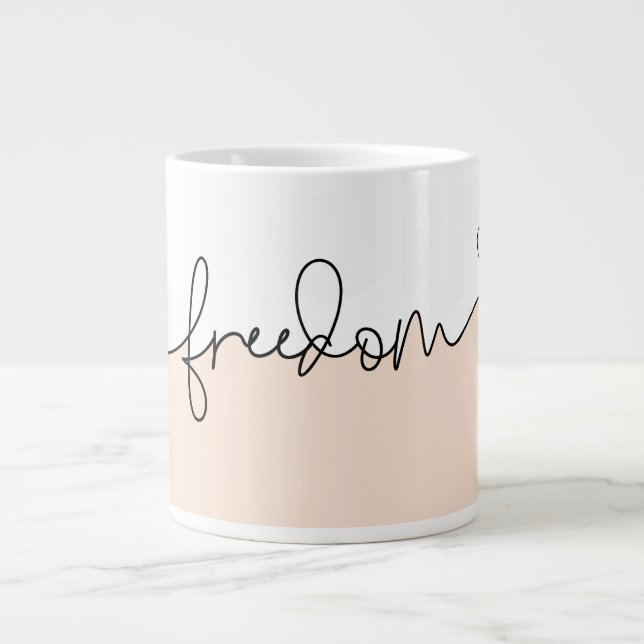 Freedom Minimalist Typography Design Large Coffee Mug (Front)