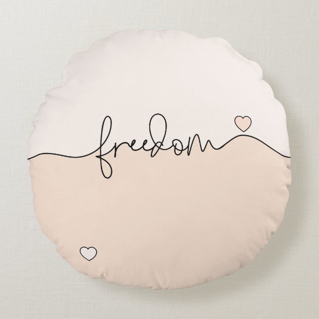 Freedom Minimalist Typography Design Round Cushion (Front)