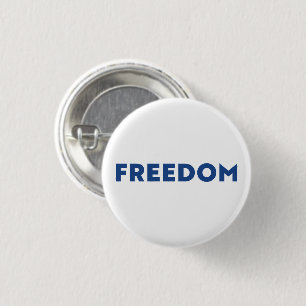 Freedom modern typography minimalist blue white 3 cm round badge