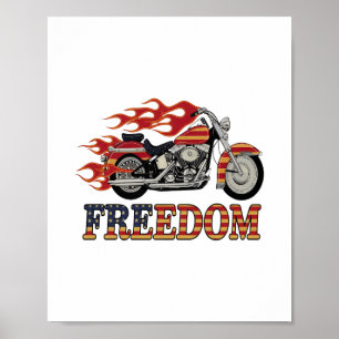 Freedom Motorcycle Flames Poster
