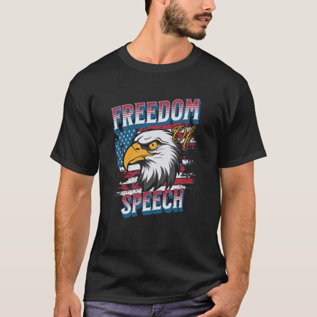 Freedom of Speech Patriotic Eagle Flag 4th of july T-Shirt (Front)