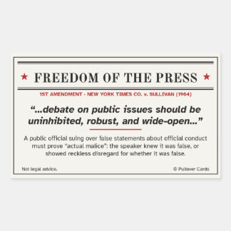 Freedom of the Press Sticker – NYT v. Sullivan