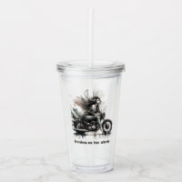 freedom on two wheels - acrylic cup rider design .