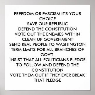 FREEDOM OR FASCISM IT'S YOUR CHOICE SAVE OUR RE... POSTER