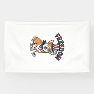 Freedom Patriotic Corgi Vintage Engraving T-Shirt_ Banner