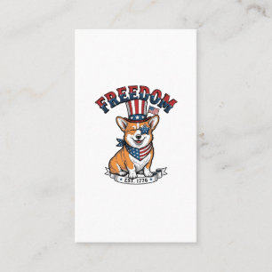 Freedom Patriotic Corgi Vintage Engraving T-Shirt_ Business Card
