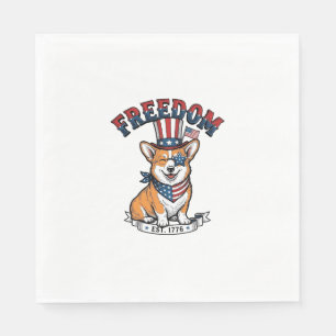 Freedom Patriotic Corgi Vintage Engraving T-Shirt_ Napkin